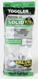20 TOGGLER Alligator Soild Wall 1/4" Anchors and Screws 50475