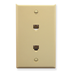 Telephone Dual Flush Mount Plate with 6P4C Jack