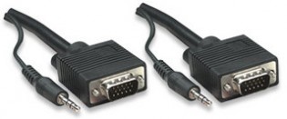 15' SVGA with Audio Cable HD15 VGA and Stereo 3.5 mm Plug Male to Male